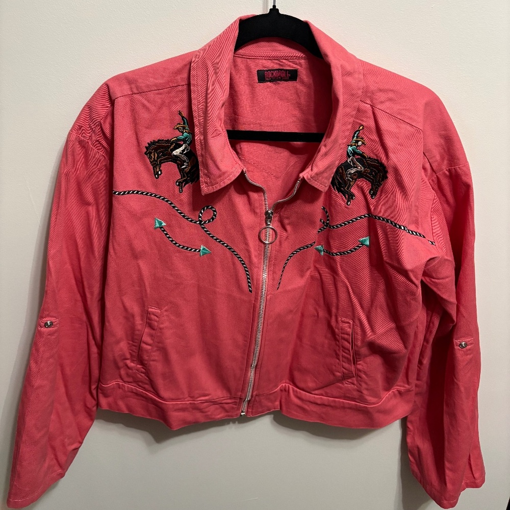 Rock and Roll Cowgirl Denim Pink Jacket